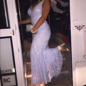 Floral lace prom dress